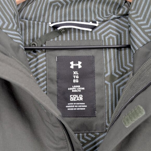 NEW Under Armour 3 in 1 Waterproof Jacket Hood Lightweight Ripstop in Green XL - Picture 6 of 9